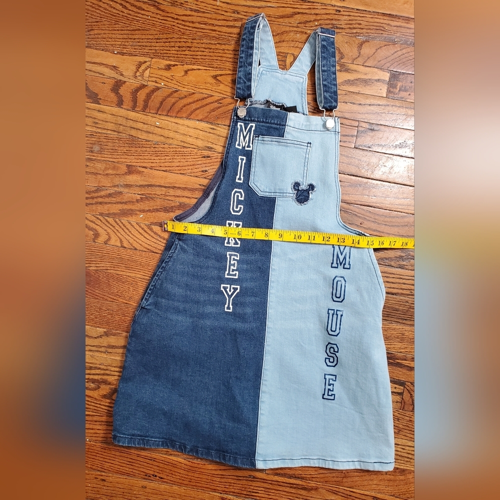 Her Universe Disney Parks Mickey Mouse Strech Denim Blue Overall Mini Dress SzXS - Picture 11 of 13